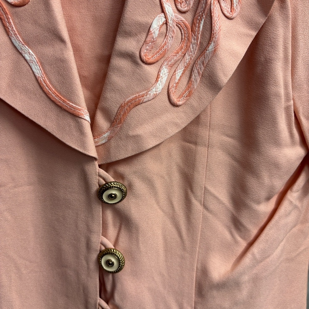 NWT Matthew & David Chic Peach Embroidered Blouse & Plaid Pleated Skirt Set 18 - Picture 5 of 16